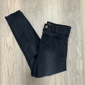 Wonder Nation Girls Skinny Distressed Black Jeggings - Medium (7/8)